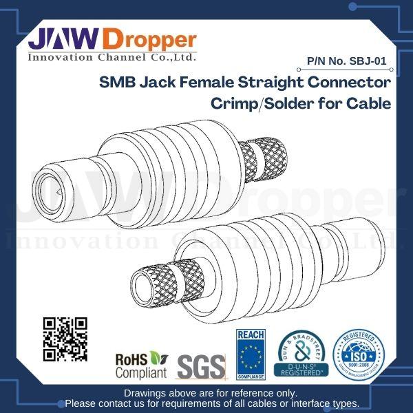 SMB Jack Female Straight Connector Crimp/Solder for Cable