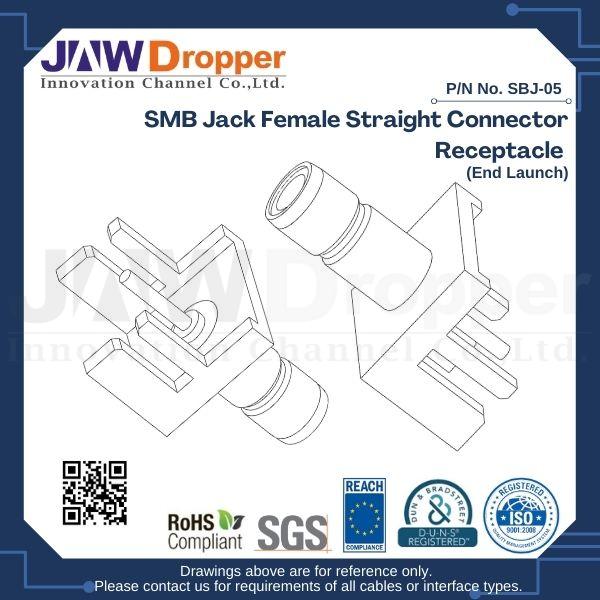 SMB Jack Female Straight Connector Receptacle (End Launch)