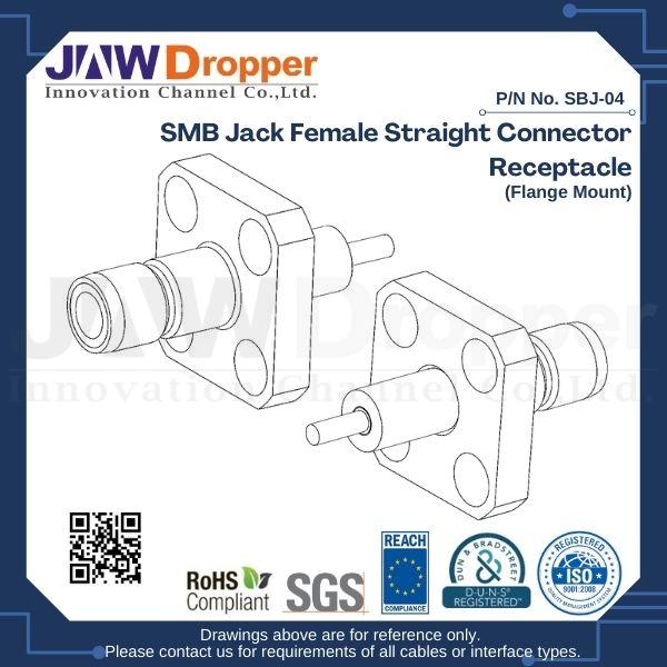 SMB Jack Female Straight Connector Receptacle (Flange Mount)