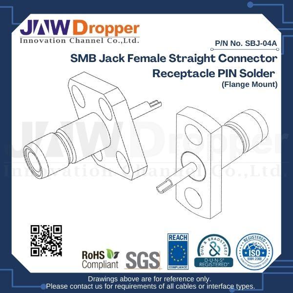 SMB Jack Female Straight Connector Receptacle PIN Solder (Flange Mount)
