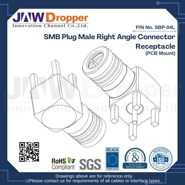 SMB Plug Male Right Angle Connector Receptacle (PCB Mount)