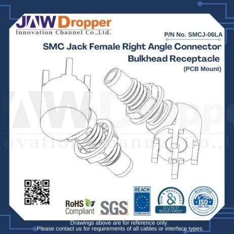 SMC Jack Female Right Angle Connector Bulkhead Receptacle (PCB Mount)