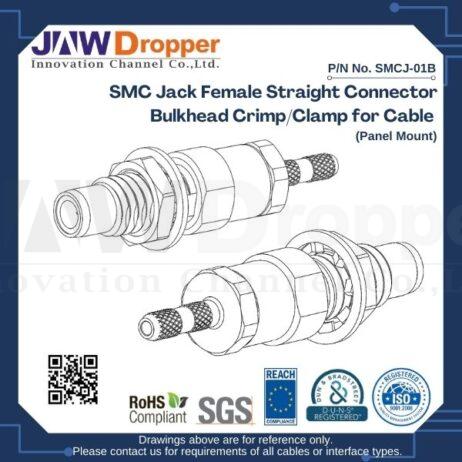 SMC Jack Female Straight Connector Bulkhead Crimp/Clamp for Cable (Panel Mount)