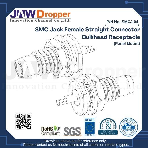 SMC Jack Female Straight Connector Bulkhead Receptacle (Panel Mount)