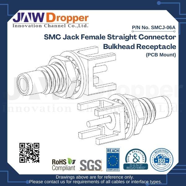 SMC Jack Female Straight Connector Bulkhead Receptacle (PCB Mount)