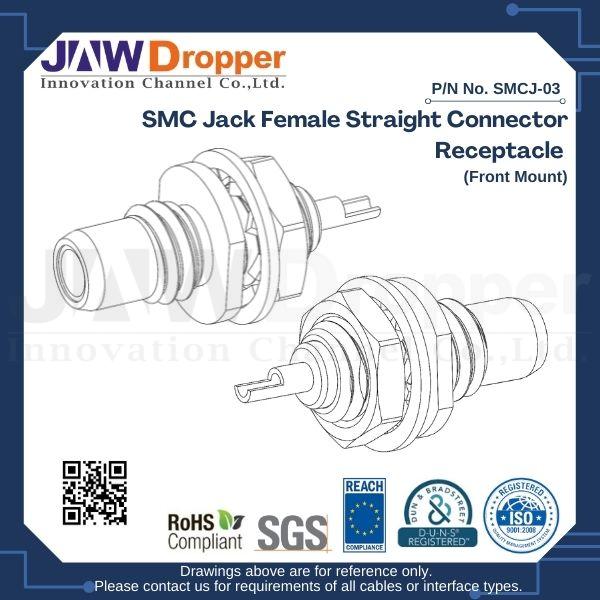 SMC Jack Female Straight Connector Receptacle (Front Mount)