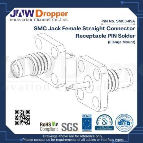 SMC Jack Female Straight Connector Receptacle PIN Solder (Flange Mount)