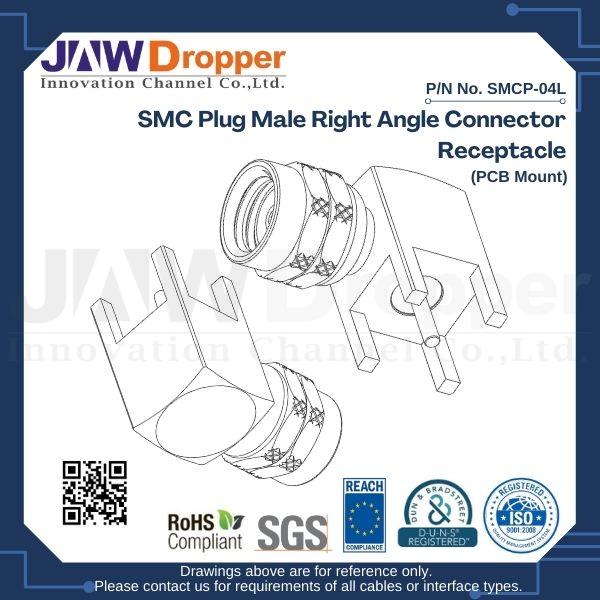 SMC Plug Male Right Angle Connector Receptacle (PCB Mount)