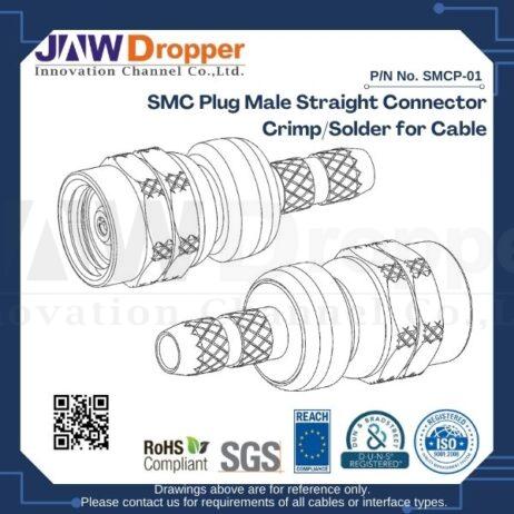 SMC CONNECTORS The SMC connector series is designed with an interface that features threaded coupling with 10-32 threads for various applications up to 6 GHz. The SMC coaxial connectors offer broadband performance with low reflection DC to 10 GHz and are available in 50-ohm configurations. Based on a similar design to the SMB solution, the screw-on locking mechanism of SMC connectors provides a reliable connection which is primarily used in telecommunications and instrumentation applications. FEATURES AND BENEFITS Conforms to the interface dimensions of MIL-STD-348 Threaded coupling ideal for applications where vibration resistance is important Ideal for semi-rigid cables or miniature flexible cables APPLICATIONS Antennas Instrumentation Telecommunications PC/LAN SMC CONNECTOR SPECIFICATIONS SMC Connectors Specifications - 50Ohm Impedance 50 Ohm Frequency Range DC - 4 GHz (DC - 10 GHz on Extended Range Designs) Voltage Rating (Sea Level) 335 Volts RMS Continuous Voltage Rating (70,000 ft) 85 Volts RMS Continuous Dielectric Withstanding Voltage      RG-178/RG-196 Group 750 VRMS Min      RG-174/RG-316/RG-188 Group 1000 VRMS Min Note: These characteristics are typical and may not apply to all connectors.