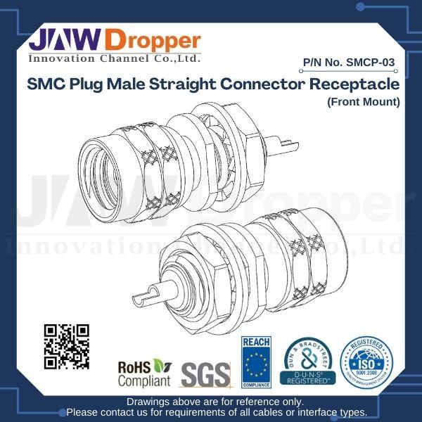 SMC Plug Male Straight Connector Receptacle (Front Mount)
