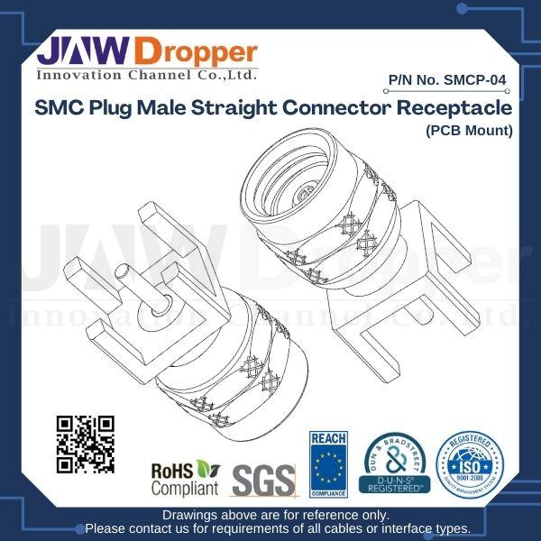 SMC Plug Male Straight Connector Receptacle (PCB Mount)
