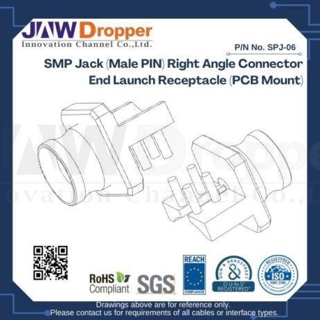 SMP Jack (Male PIN) Right Angle Connector End Launch Receptacle (PCB Mount)