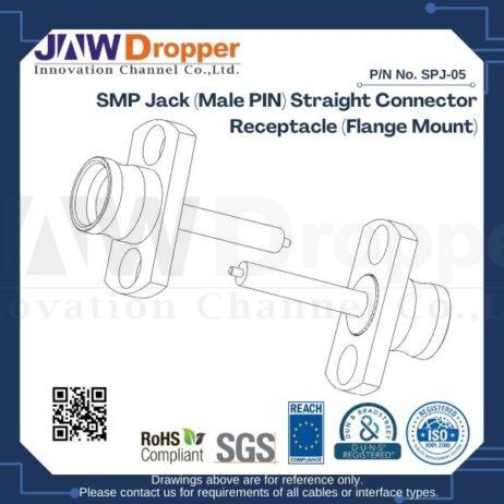 SMP Jack (Male PIN) Straight Connector Receptacle (Flange Mount)