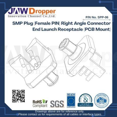 SMP Plug (Female PIN) Right Angle Connector End Launch Receptacle (PCB Mount)