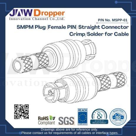 SMPM Plug (Female PIN) Straight Connector Crimp/Solder for Cable