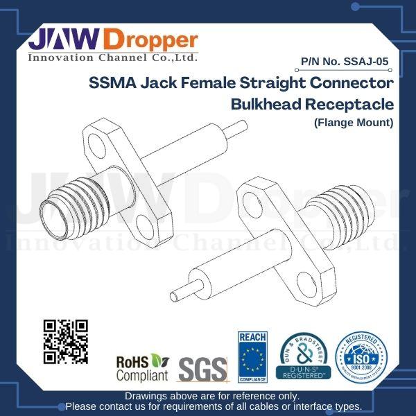 SSMA Jack Straight Connector B/H Receptacle (Flange)