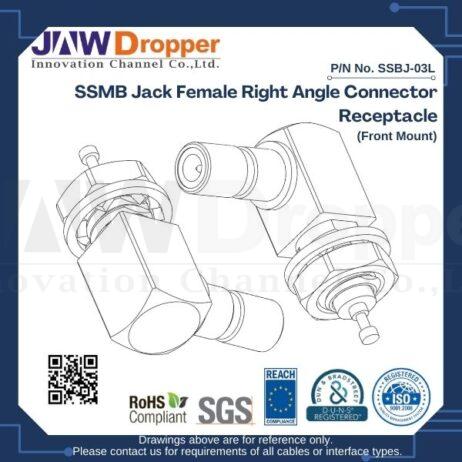 SSMB Jack Female Right Angle Connector Receptacle (Front Mount)