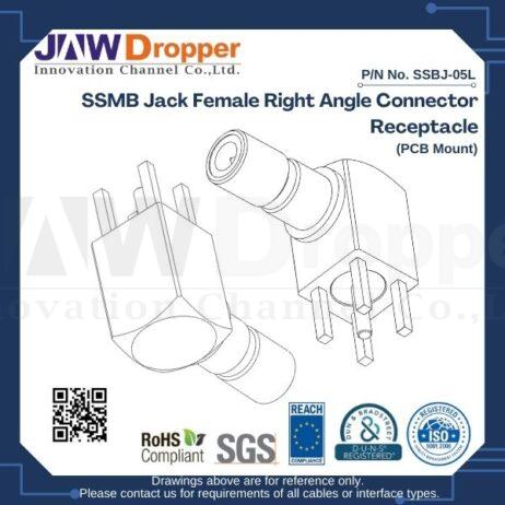 SSMB Jack Female Right Angle Connector Receptacle (PCB Mount)