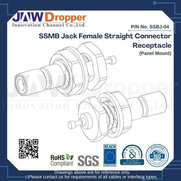 SSMB Jack Female Straight Connector Receptacle (Panel Mount)