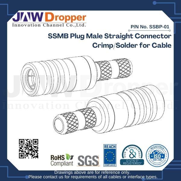 SSMB Plug Male Straight Connector Crimp/Solder for Cable