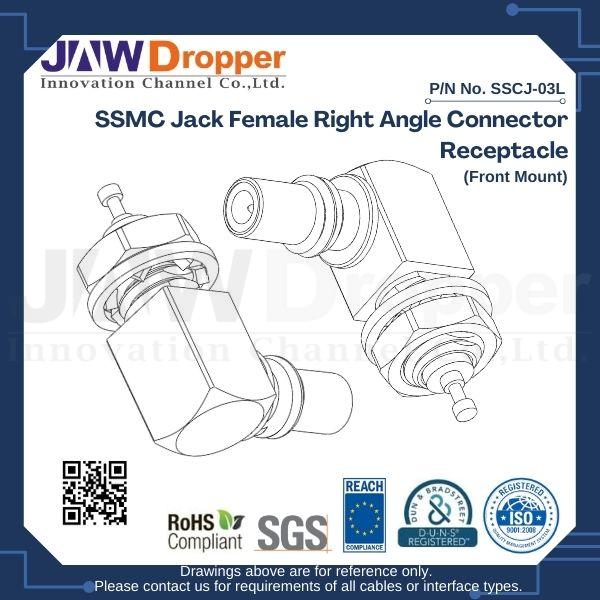 SSMC Jack Female Right Angle Connector Receptacle (Front Mount)