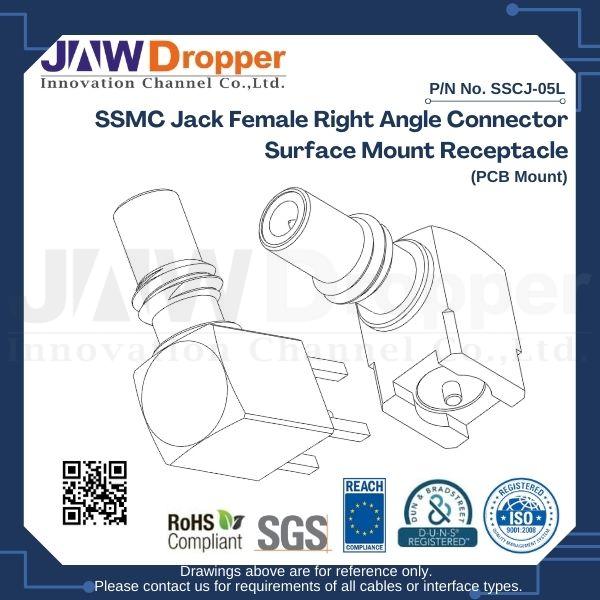 SSMC Jack Female Right Angle Connector Surface Mount Receptacle (PCB Mount)
