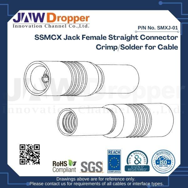 SSMCX Jack Female Straight Connector Crimp/Solder for Cable