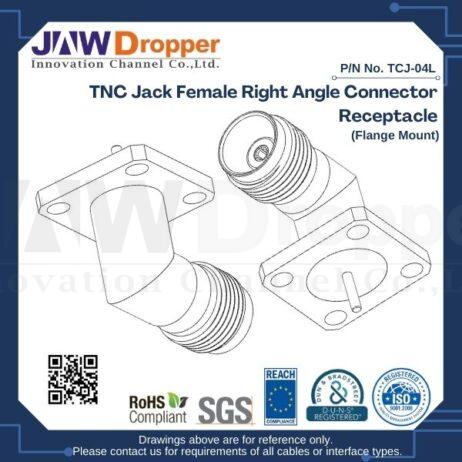 TNC Jack Female Right Angle Connector Receptacle (Flange Mount)