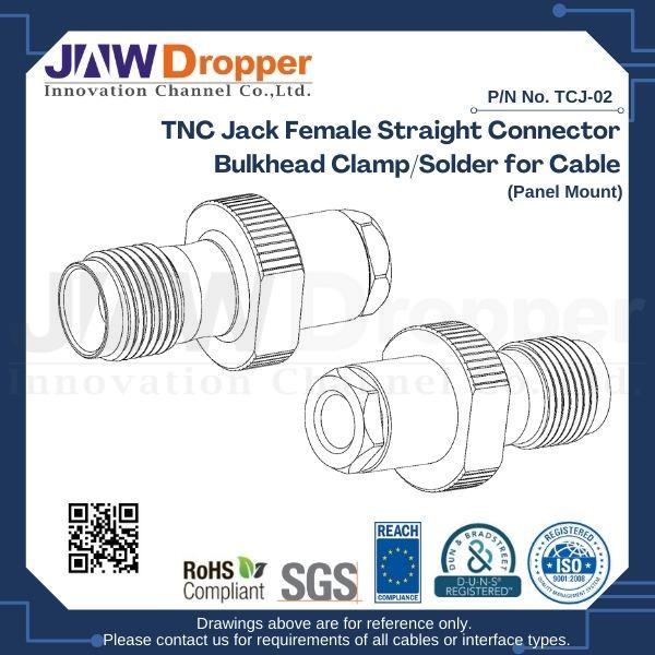 TNC Jack Female Straight Connector Bulkhead Clamp/Solder for Cable (Panel Mount)