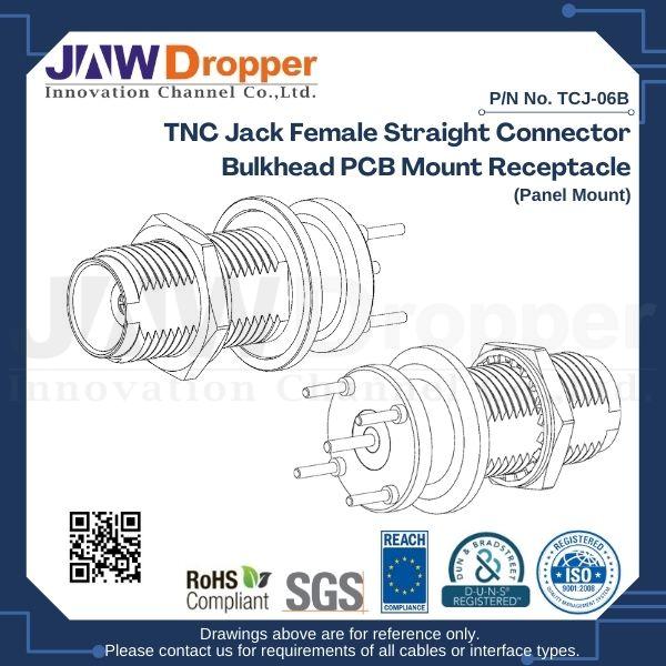 TNC Jack Female Straight Connector Bulkhead PCB Mount Receptacle (Panel Mount)