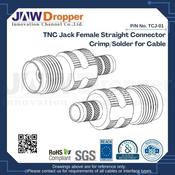 TNC Jack Female Straight Connector Crimp/Solder for Cable