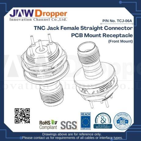 TNC Jack Female Straight Connector PCB Mount Receptacle (Front Mount)