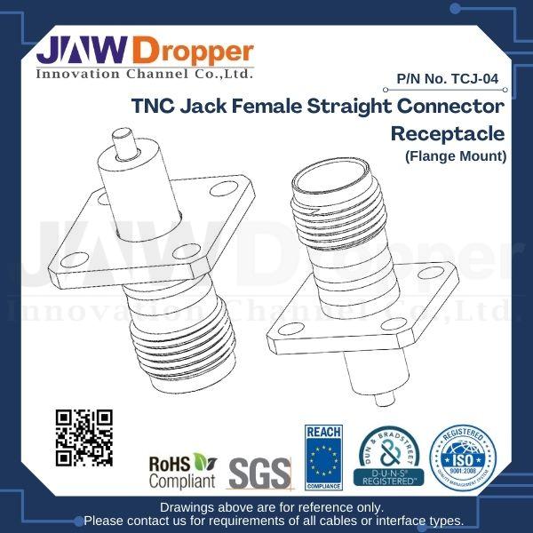 TNC Jack Female Straight Connector Receptacle (Flange Mount)
