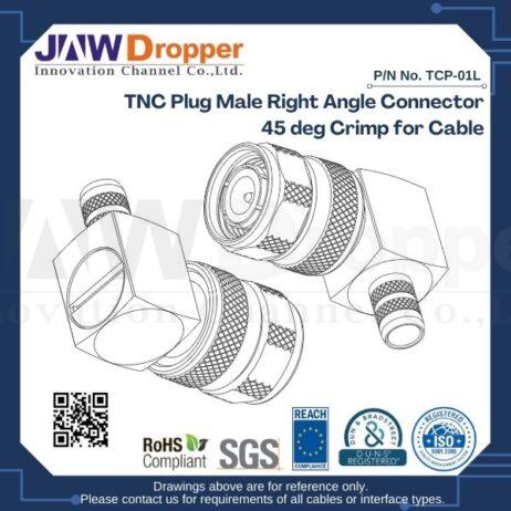 TNC Plug Male Right Angle Connector 45 deg Crimp for Cable