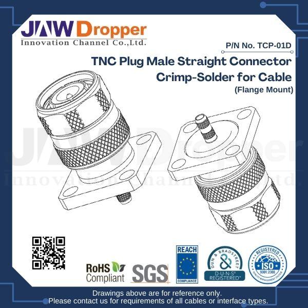 TNC Plug Male Straight Connector Crimp-Solder for Cable (Flange Mount)