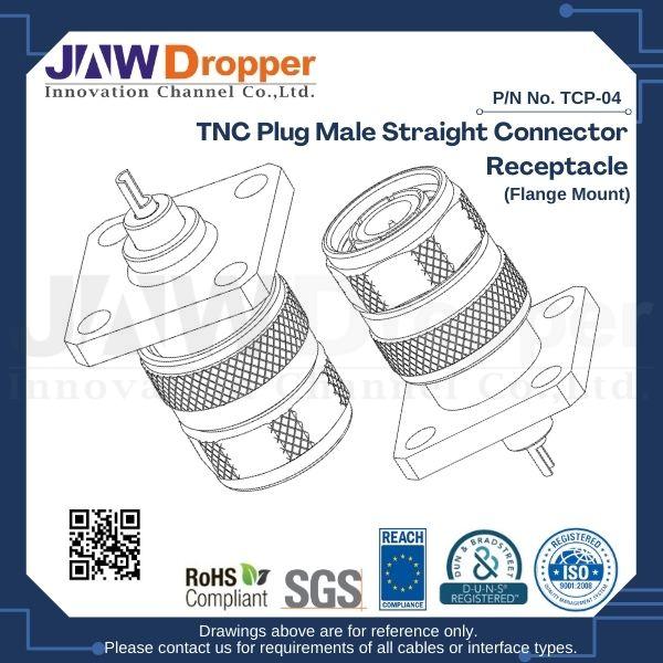 TNC Plug Male Straight Connector Receptacle (Flange Mount)