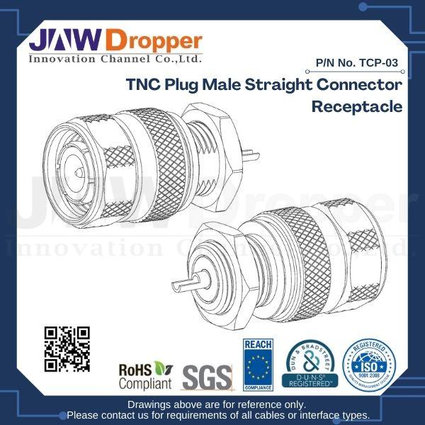 TNC Plug Male Straight Connector Receptacle (Front Mount)