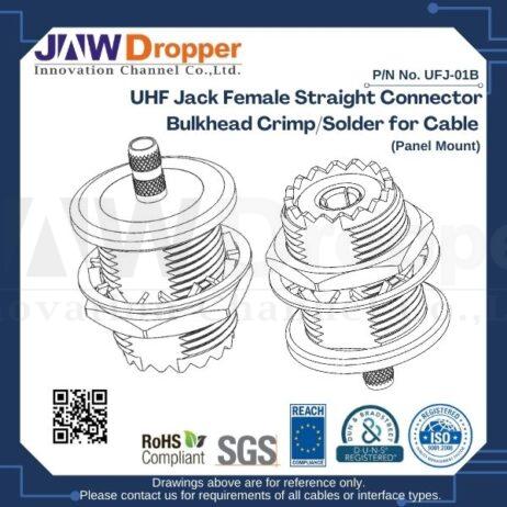 UHF Jack Female Straight Connector Bulkhead Crimp/Solder for Cable (Panel Mount)