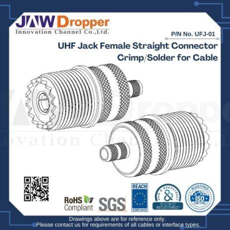 UHF Jack Female Straight Connector Crimp/Solder for Cable