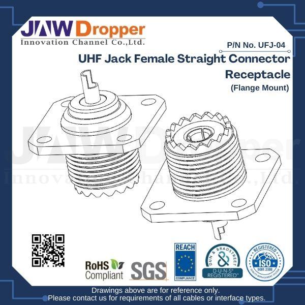 UHF Jack Female Straight Connector Receptacle (Flange Mount)