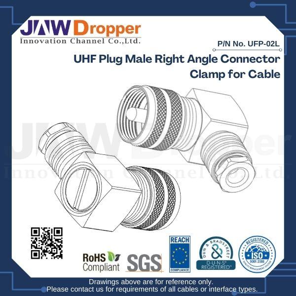 UHF Plug Male Right Angle Connector Clamp for Cable