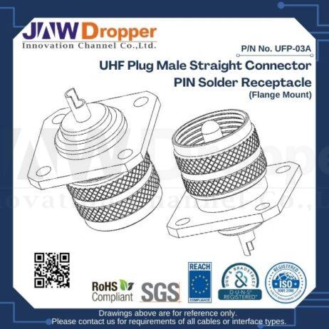 UHF Plug Male Straight Connector PIN Solder Receptacle (Flange Mount)