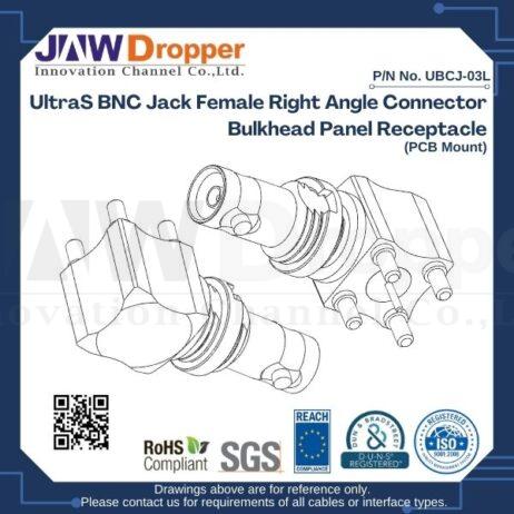 UltraS BNC Jack Female Right Angle Connector Bulkhead Panel Receptacle (PCB Mount)