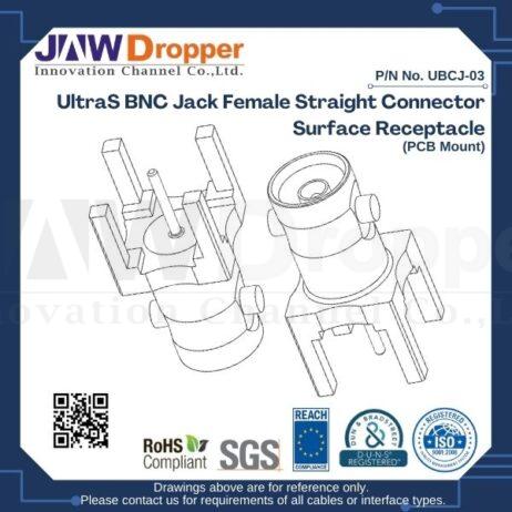 UltraS BNC Jack Female Straight Connector Surface Receptacle (PCB Mount)