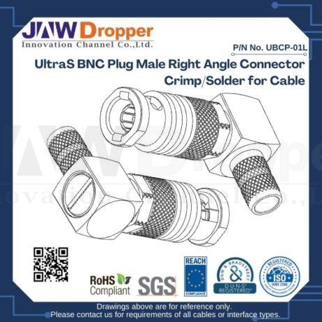 UltraS BNC Plug Male Right Angle Connector Crimp/Solder for Cable