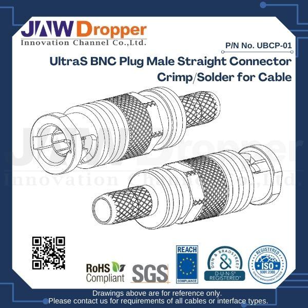 UltraS BNC Plug Male Straight Connector Crimp/Solder for Cable